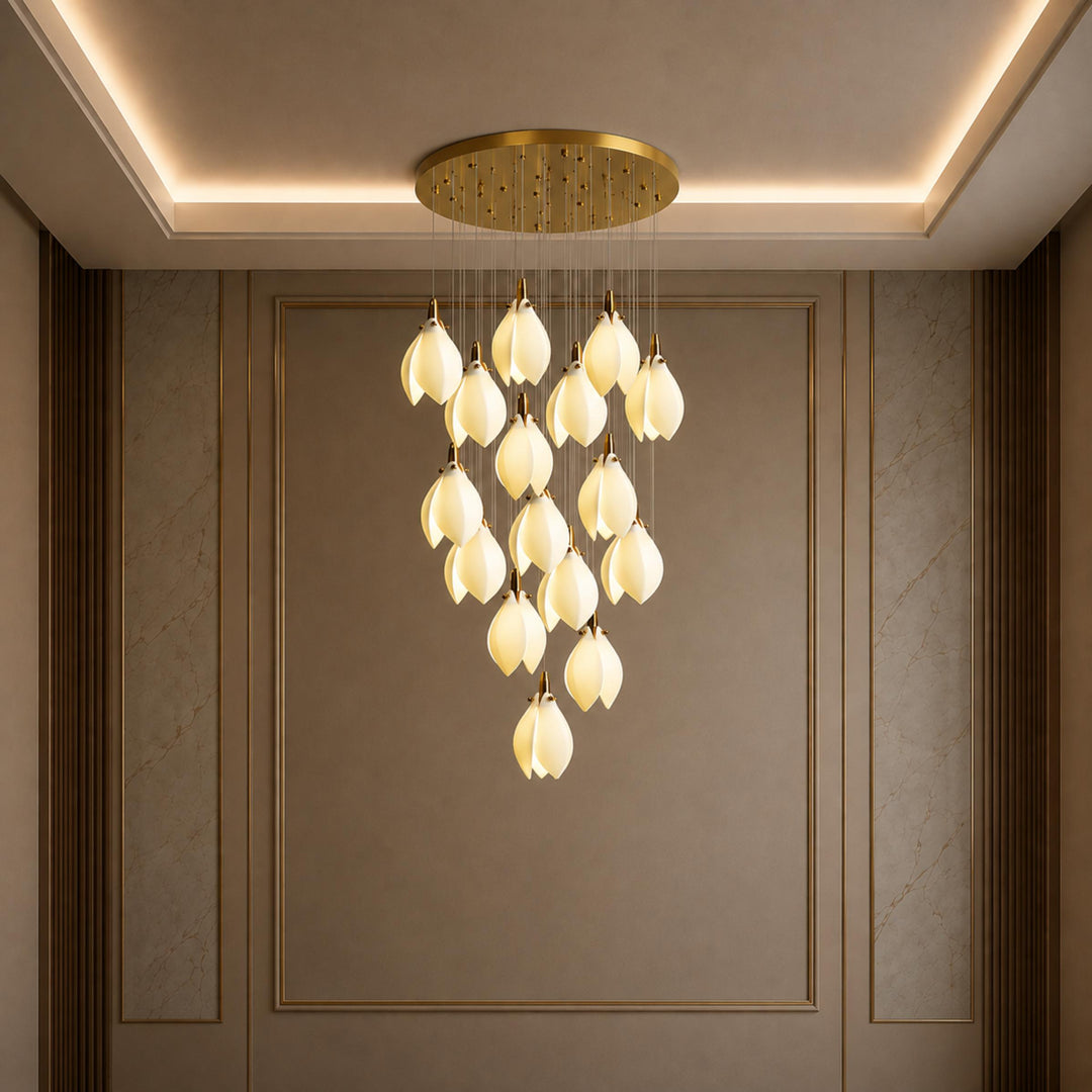 Modern Chandelier Ceiling Light Adjustable Hanging Metal and Ceramic LED Compatible 7 to 64 Lights