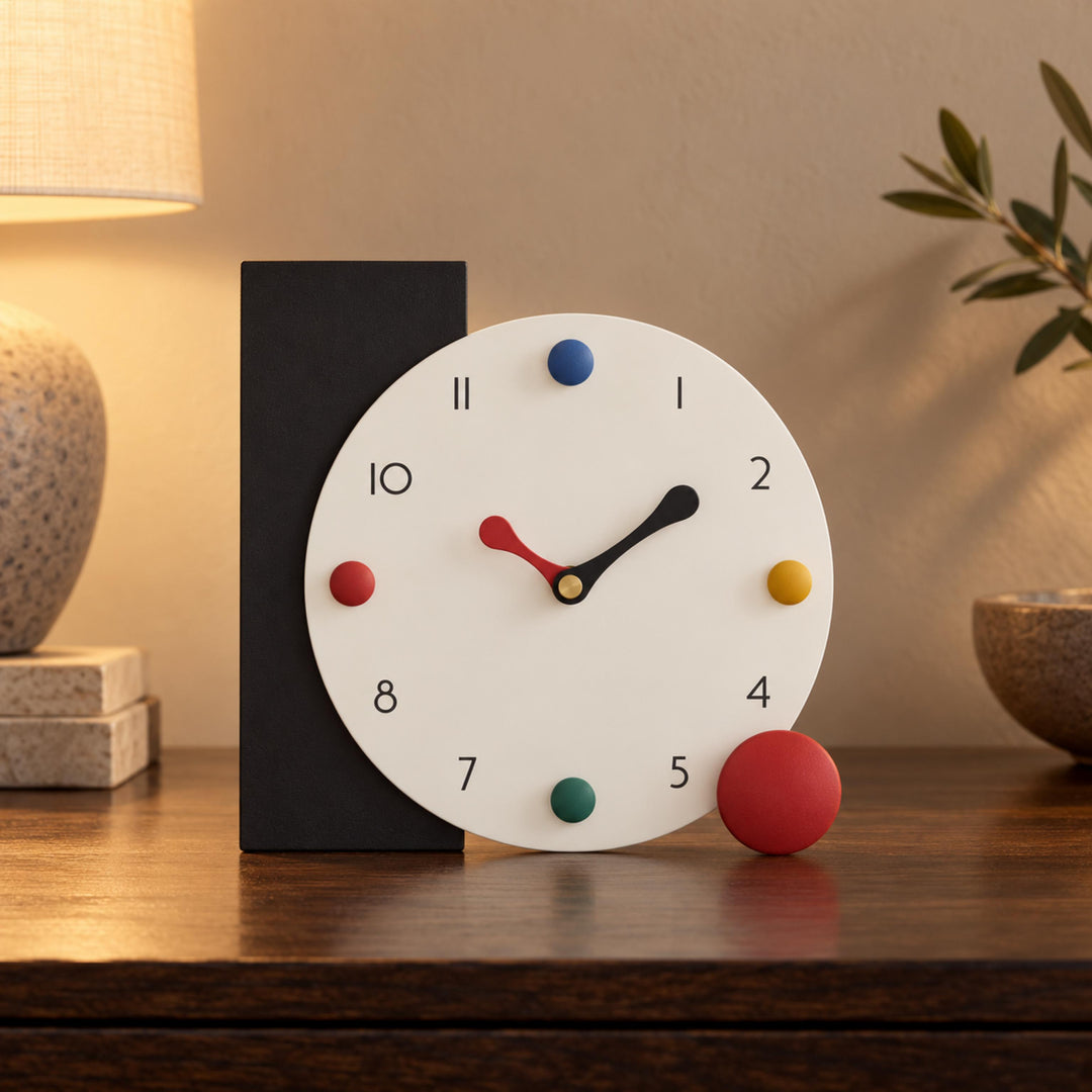 Modern Geometric Table Clock Silent Quartz Movement Eco-Friendly PMMA Compact Design 20x20 cm