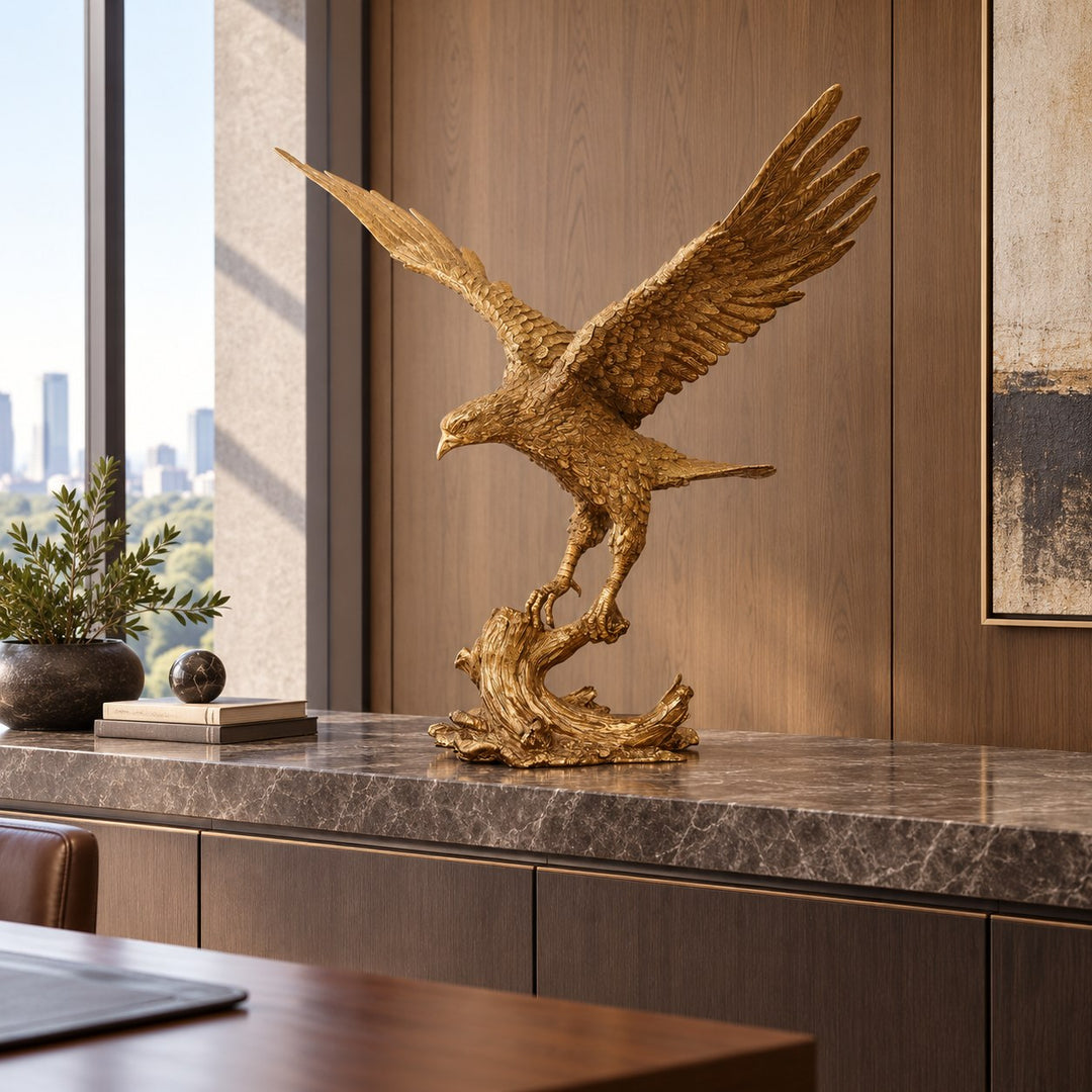 Modern Brass Eagle Sculpture Decorative Art Piece 60cm Height Durable Home Office Display
