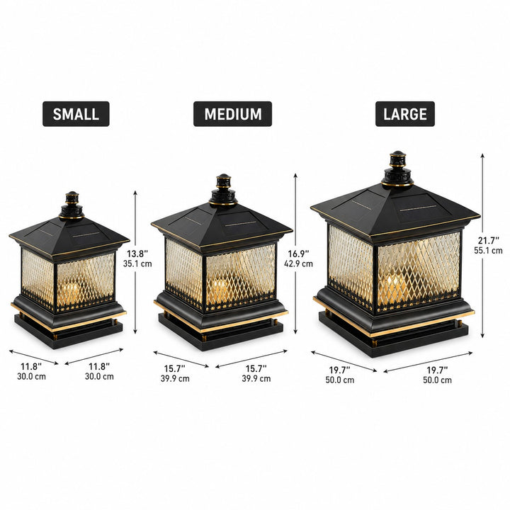 Modern Solar Garden Lights Post Lamp Aluminum LED with Remote Control and Diamond Glass Design
