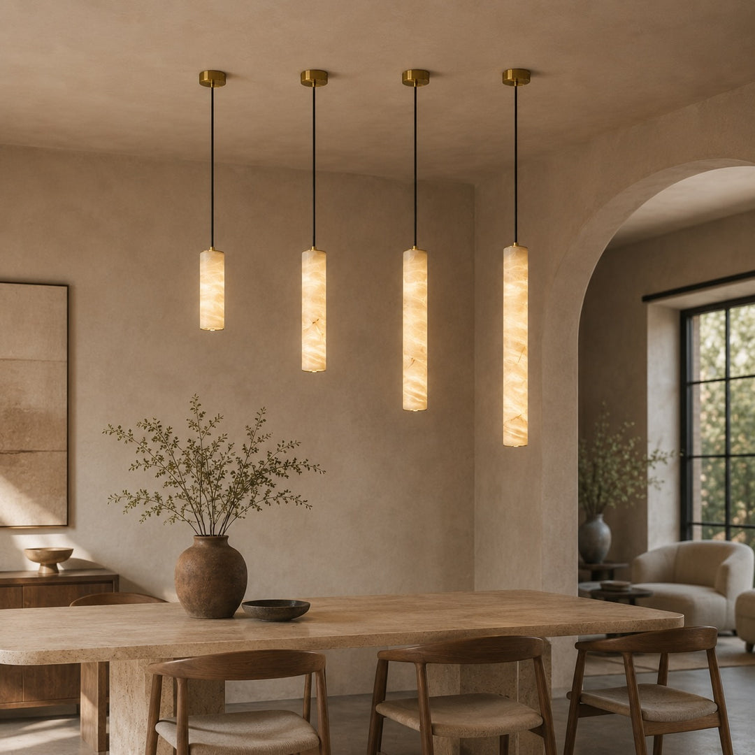 Modern Adjustable Pendant Lamp Brass or Black Metal with LED Light for Kitchen Dining Room