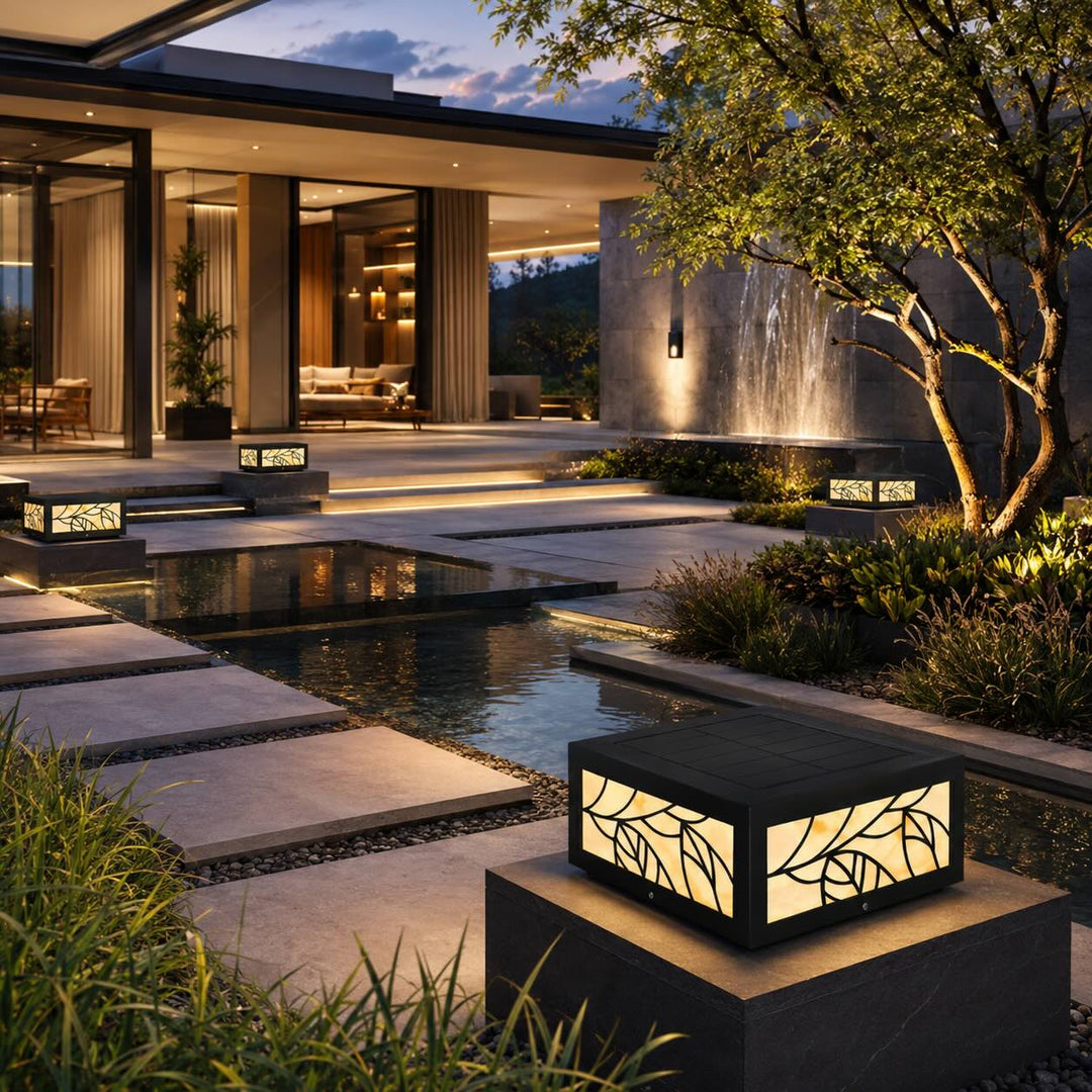 Modern Square Solar Garden Light Wall Mounted Stainless Steel LED Waterproof Automatic