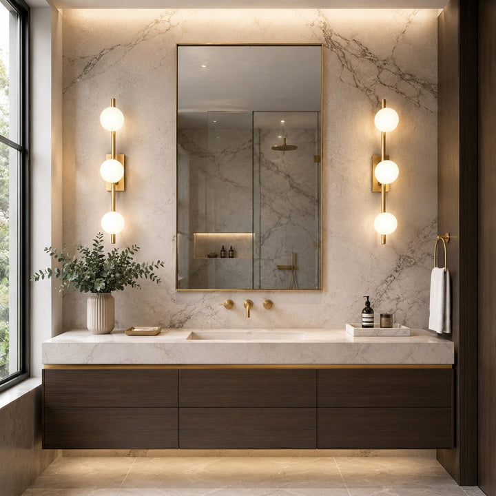 Modern LED Bathroom Vanity Light Bar Wall Mounted Copper with Adjustable Color Temperature