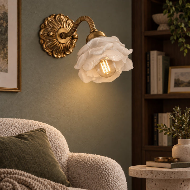 Modern Brass Wall Light Wall Mounted Adjustable Glass Shade LED Compatible