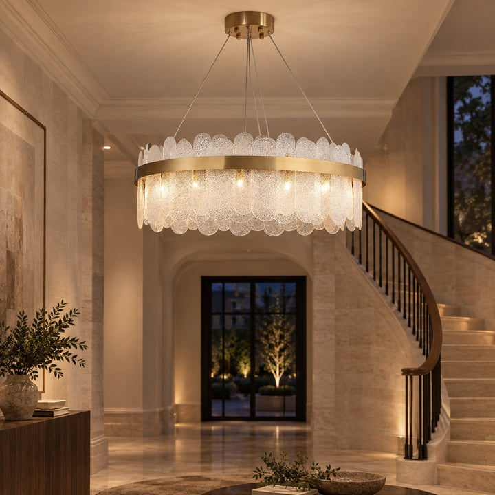 Modern Chandelier Light Adjustable Hanging Metal Frame with Clear Glass 14 Light Source G9 LED Compatible