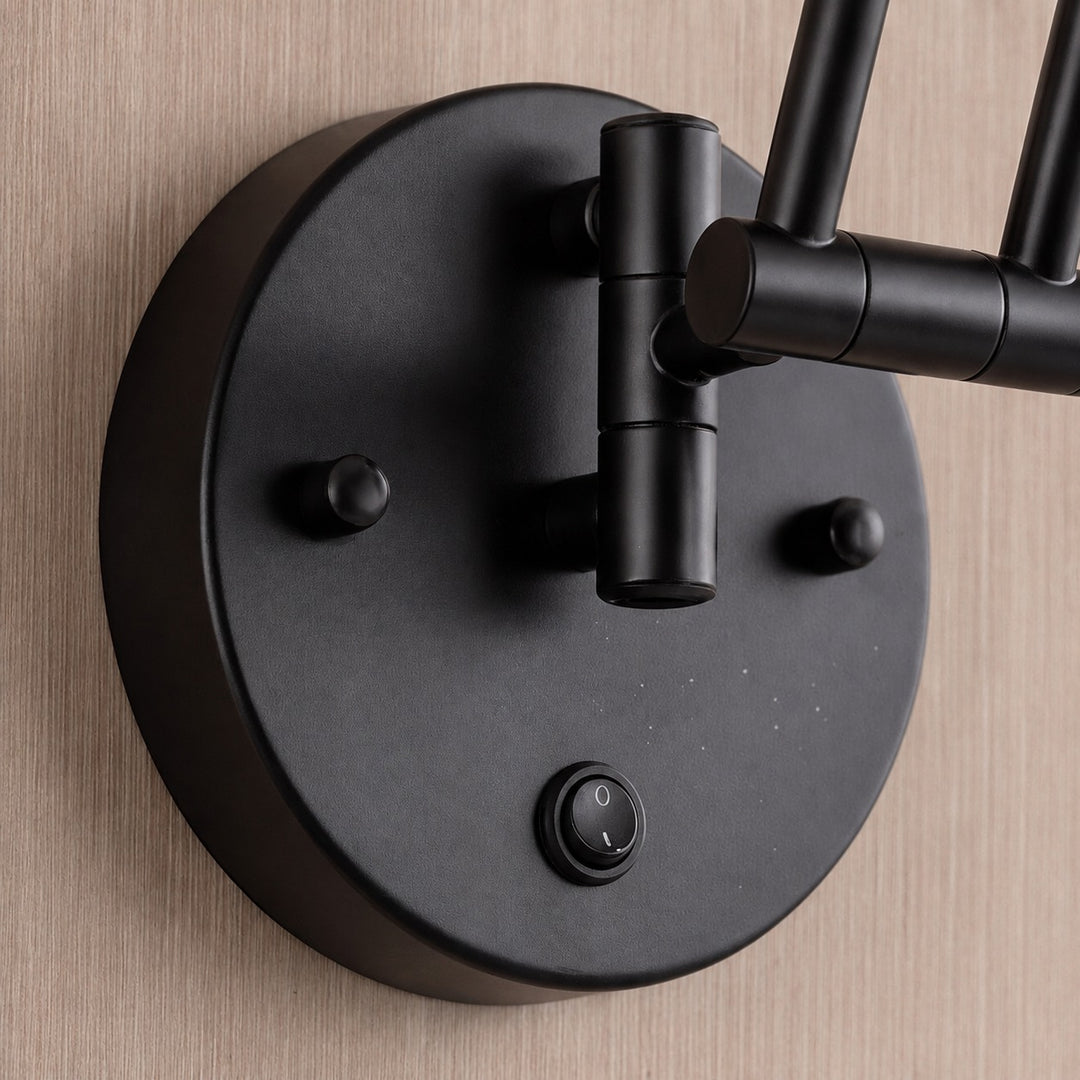 Industrial Wall Light Adjustable Sconce with Metal Fixture in Matte Black and Brushed Gold Finish