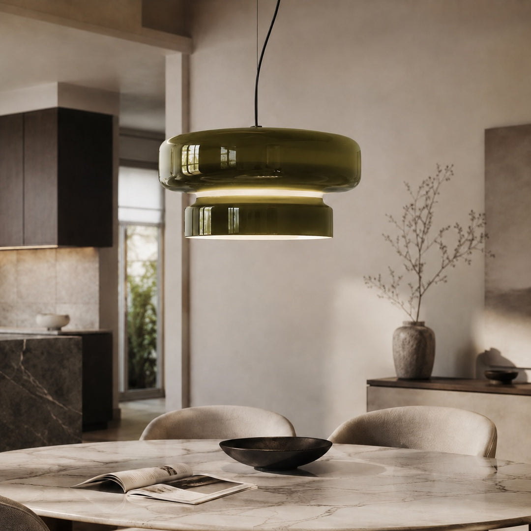 Modern Glass Pendant Lamp Adjustable Hanging Light LED Fixture for Kitchen and Dining