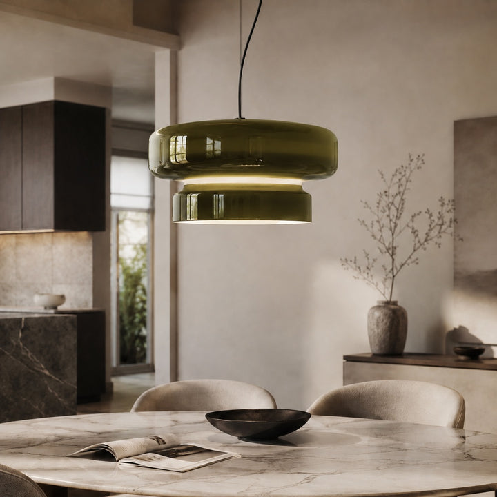 Modern Glass Pendant Lamp Adjustable Hanging Light LED Fixture for Kitchen and Dining