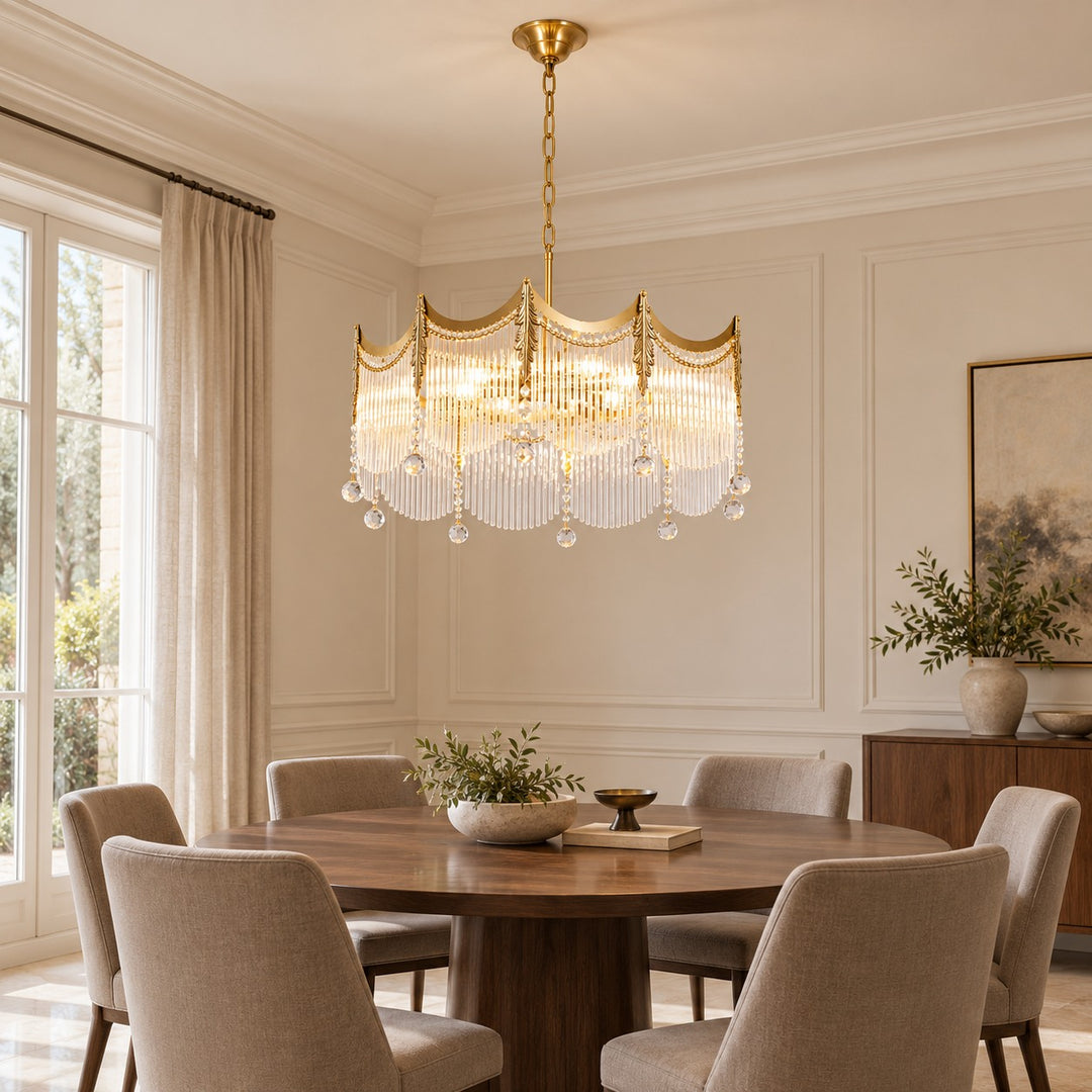 Modern Chandelier Ceiling Light Adjustable Hanging Metal Frame Dimmable for Dining Room