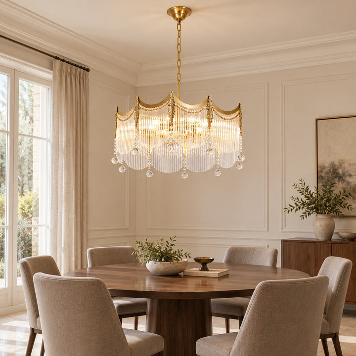 Modern Chandelier Ceiling Light Adjustable Hanging Metal Frame Dimmable for Dining Room