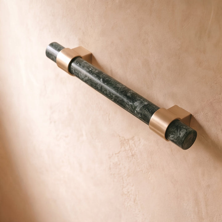 Modern Marble Cabinet Knobs and Drawer Pulls Set Brass Ergonomic Design for Kitchen Cabinets