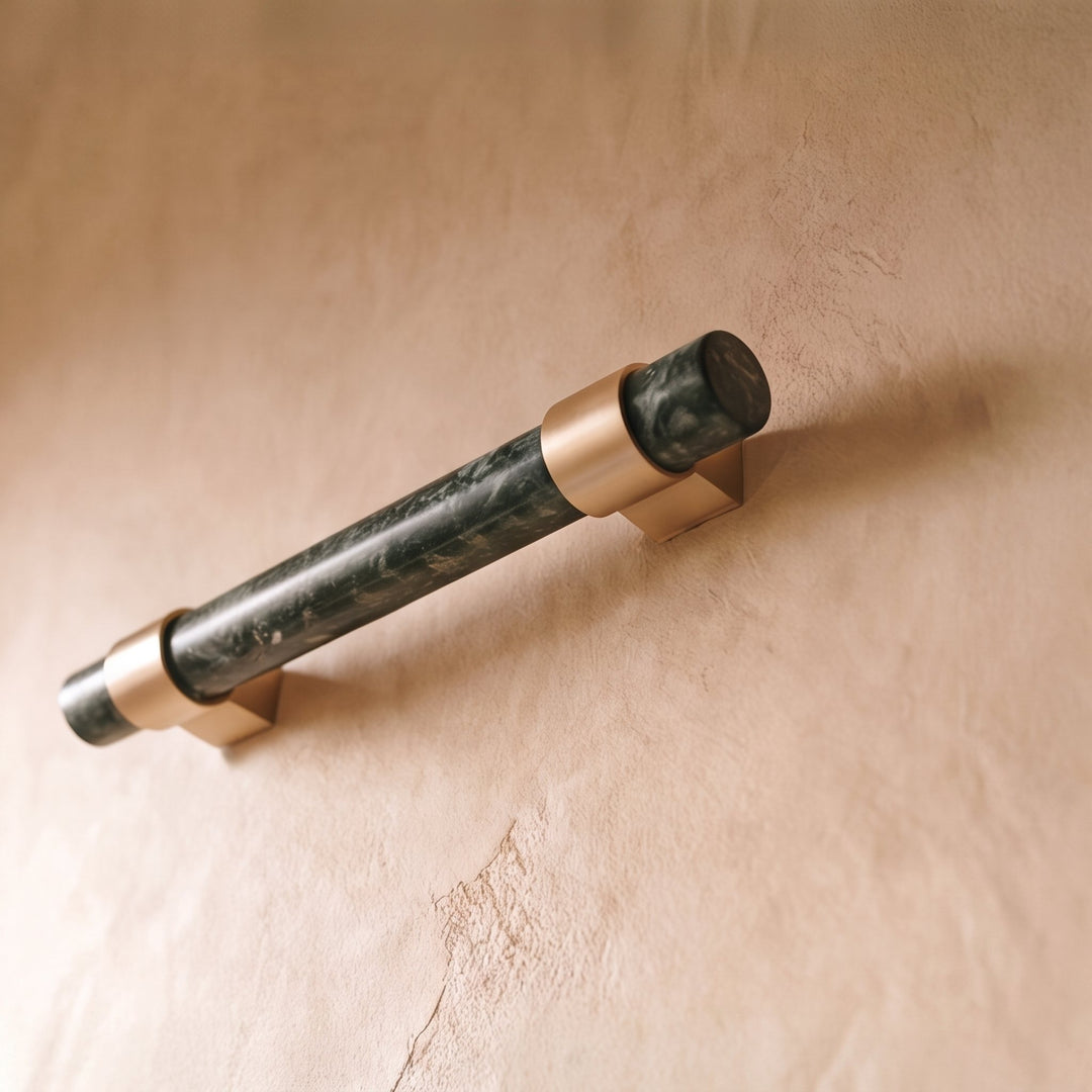 Modern Marble Cabinet Knobs and Drawer Pulls Set Brass Ergonomic Design for Kitchen Cabinets