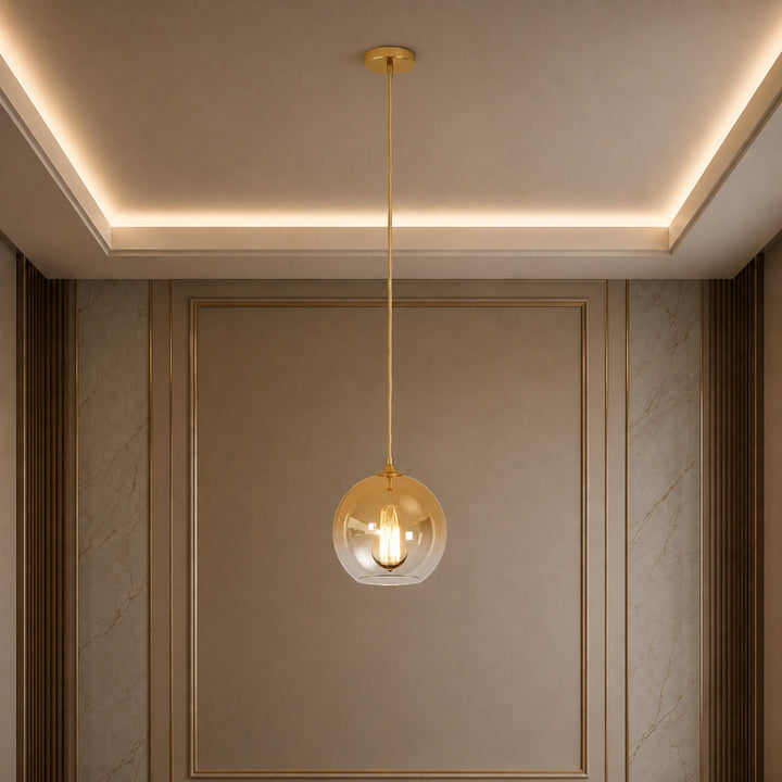 Modern Glass Pendant Light Adjustable Hanging LED with Metallic Gradient Finish