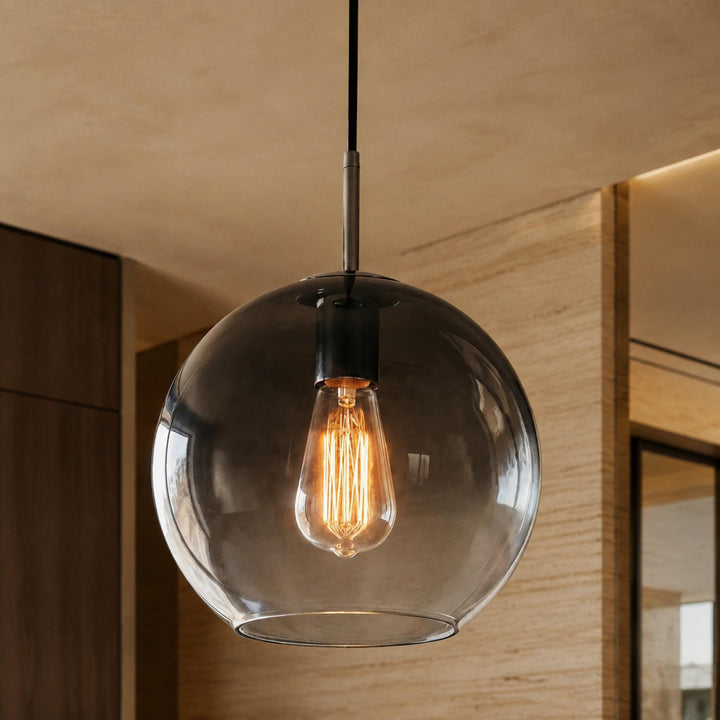 Modern Glass Pendant Light Adjustable Hanging LED with Metallic Gradient Finish