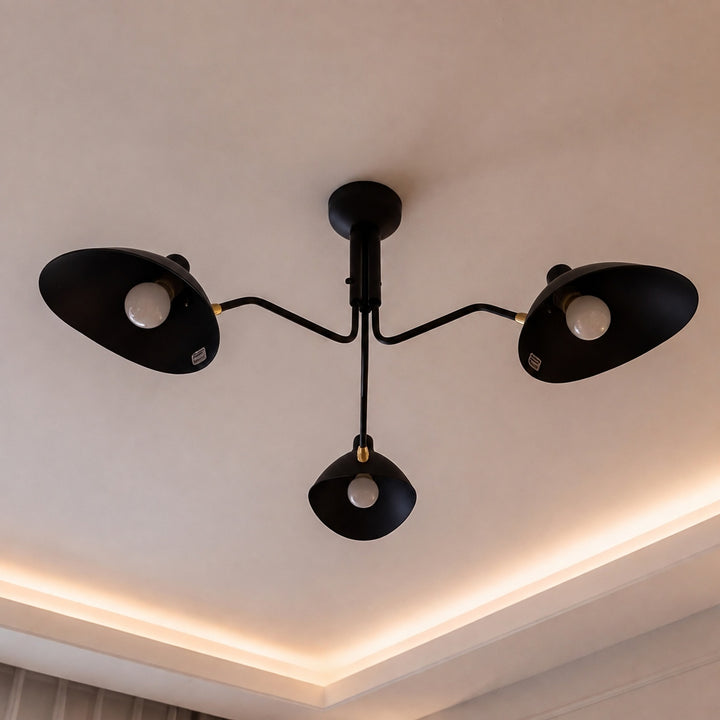 Modern Flush Mount Ceiling Light Adjustable Aluminum and Brass Fixture with LED Technology