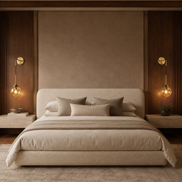 Modern Minimalist Wall Sconce Lighting Wall Mounted Glass Shade Metal Detailing LED Compatible
