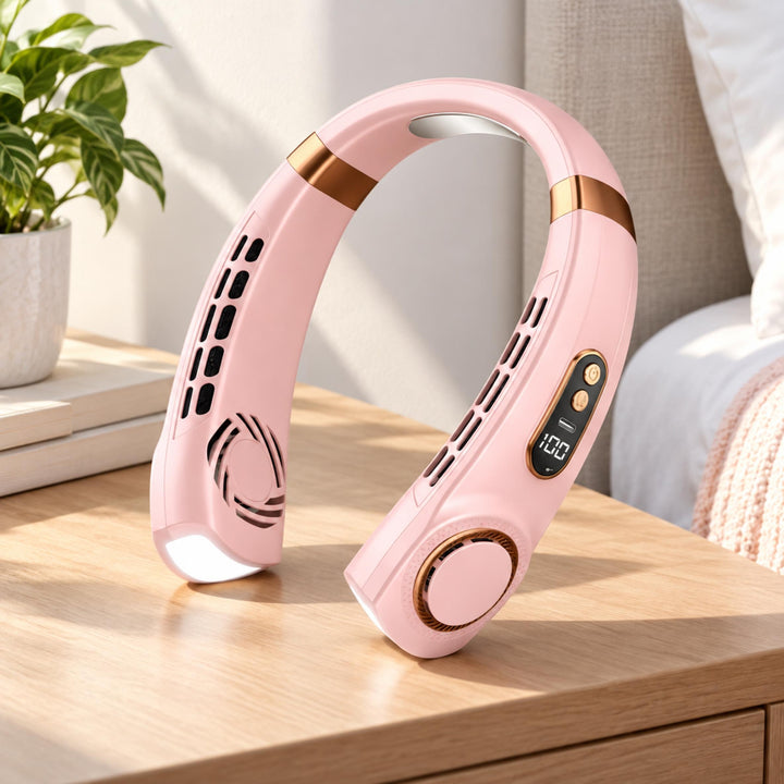 Portable Bladeless Neck Fan Hands-Free Cooling USB Rechargeable with Digital Display and 5 Speeds