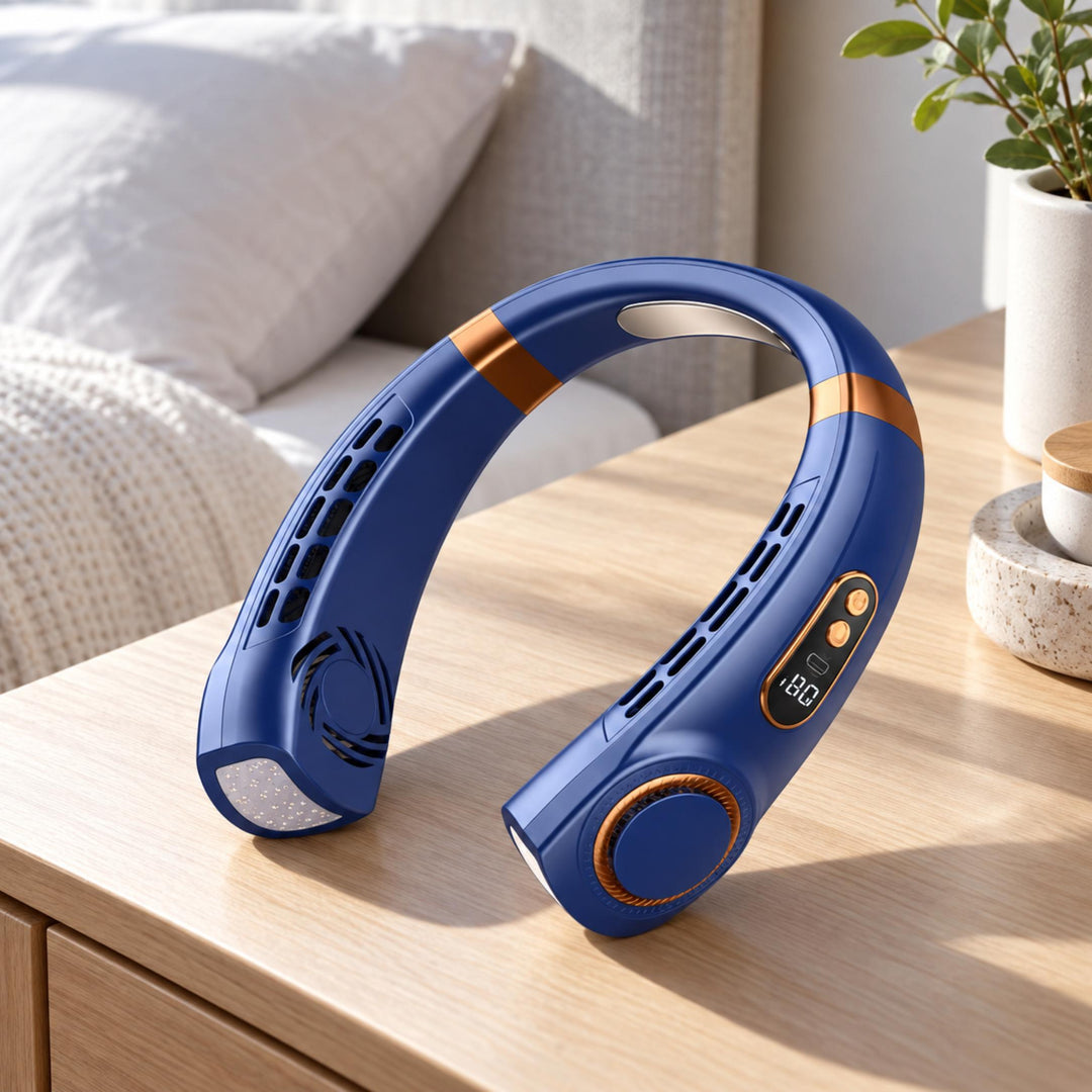 Portable Bladeless Neck Fan Hands-Free Cooling USB Rechargeable with Digital Display and 5 Speeds
