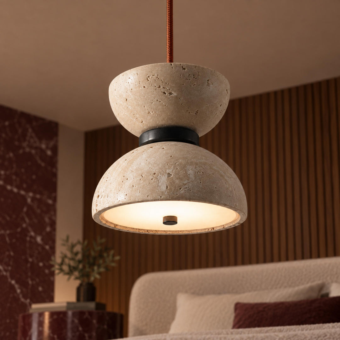 Modern Hourglass Pendant Lamp Hanging Design Travertine LED Lighting for Kitchen Pendant Lighting
