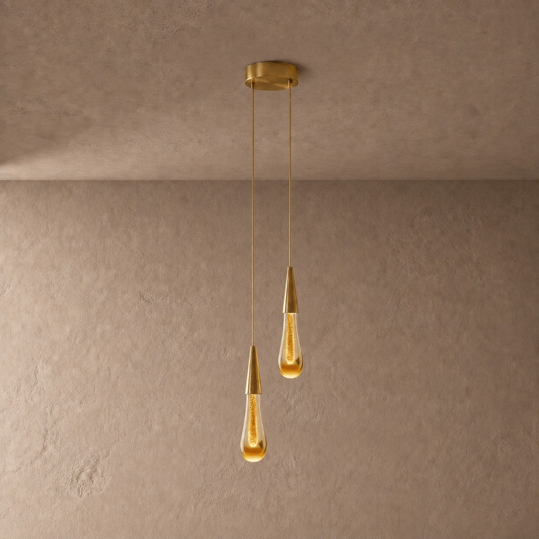 Modern Adjustable Pendant Light Hanging Chrome-Plated Iron and Crystal LED Fixture