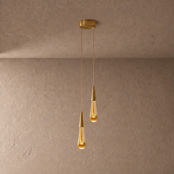 Modern Adjustable Pendant Light Hanging Chrome-Plated Iron and Crystal LED Fixture
