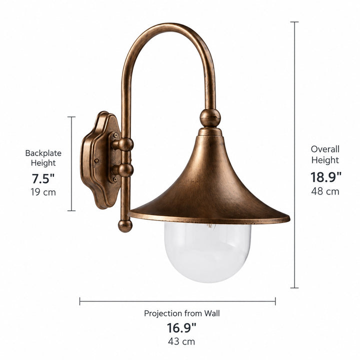 Vintage Outdoor Wall Light Waterproof Aluminum Horn Shape LED Fixture Warm White 3000K
