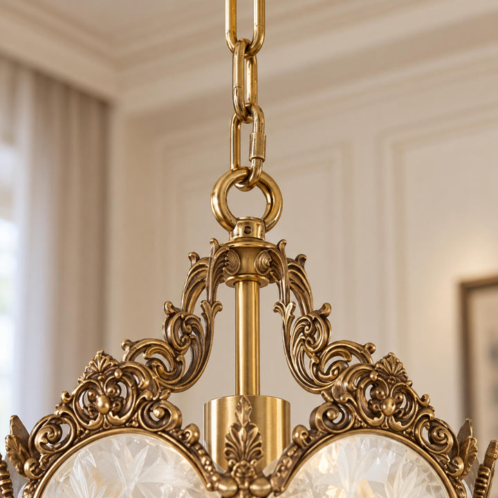 Antique Empire Pendant Lamp Ceiling Mounted Brass Frame Frosted Glass LED Compatible