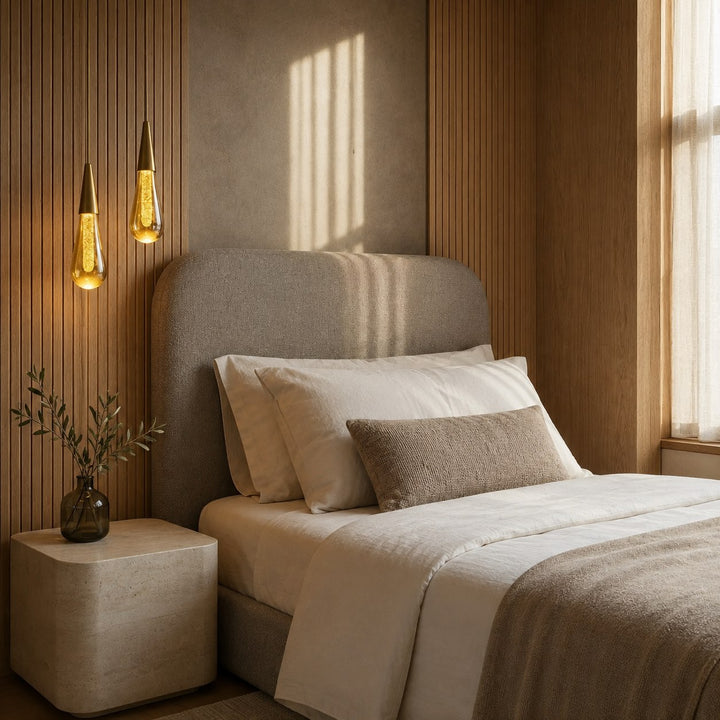 Modern Adjustable Pendant Light Hanging Chrome-Plated Iron and Crystal LED Fixture