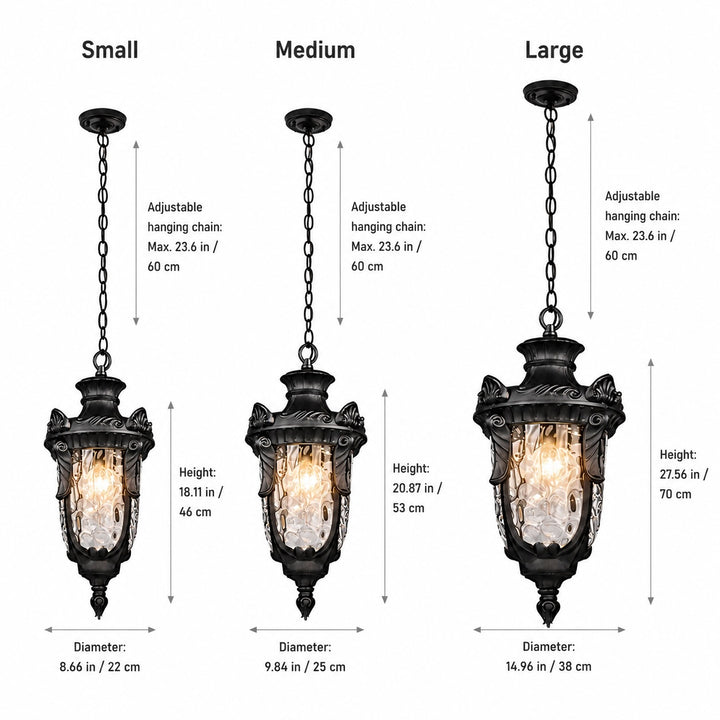 Rustic Modern Outdoor Pendant Light Adjustable Hanging Aluminum Glass Waterproof LED Garden Lights
