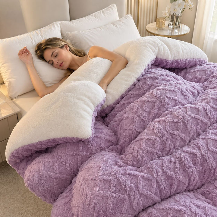 Thick Weighted Blanket for Anxiety Soft Cashmere Fleece Adjustable Warmth Portable Comforter