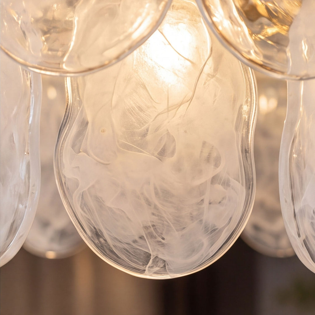 Modern Chandelier Adjustable Height Metal Frame Gold Hanging Light Fixtures E12 Bulb Compatible