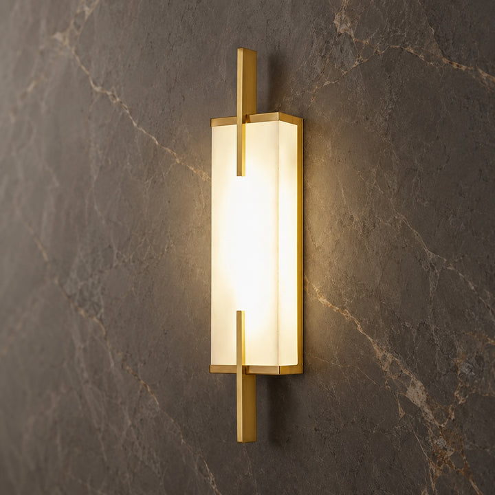 Modern Alabaster Wall Sconce Adjustable Copper Backplate Integrated LED Indoor Lighting
