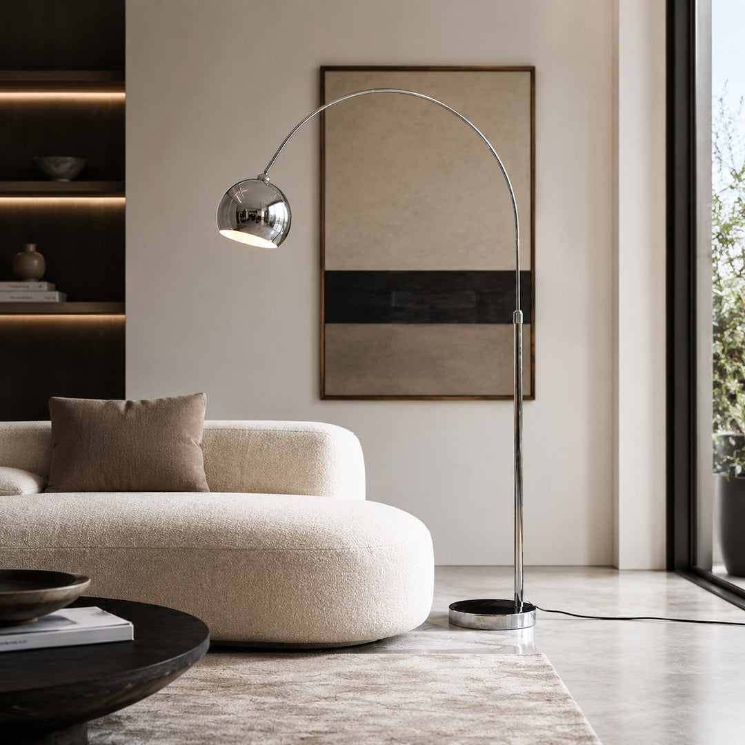 Modern Adjustable Black Floor Lamp with LED Lighting in Metal Construction