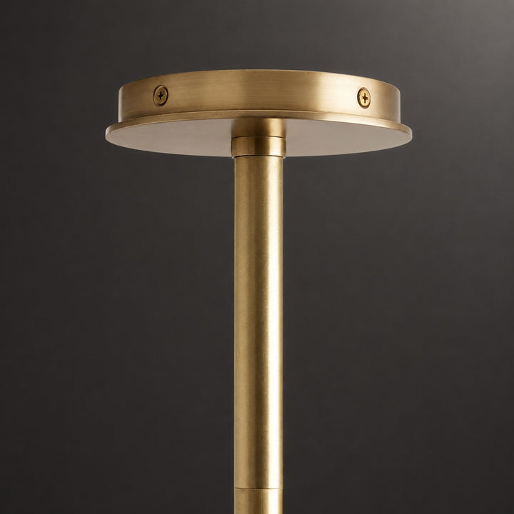 Modern Brass Black Linear Pendant Light Hanging Fixture with Frosted Globe Bulbs