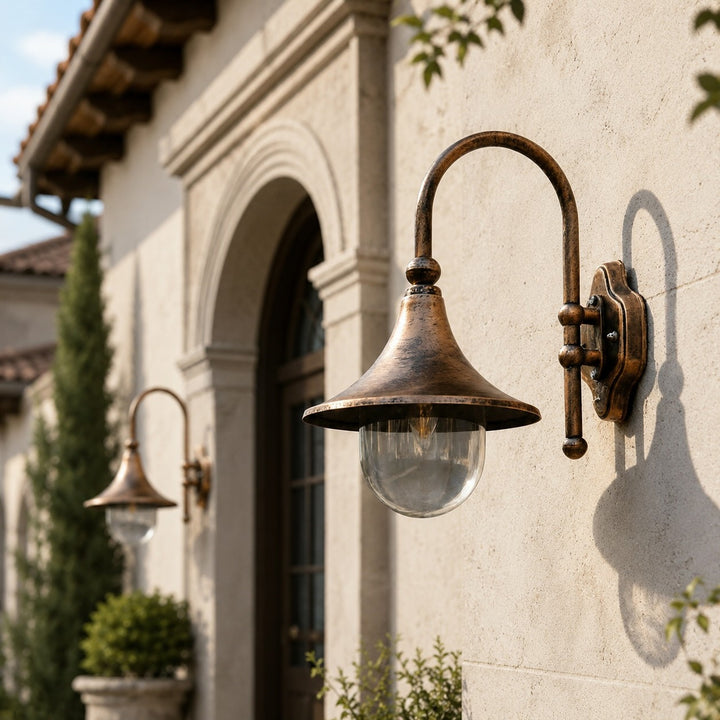 Vintage Outdoor Wall Light Waterproof Aluminum Horn Shape LED Fixture Warm White 3000K