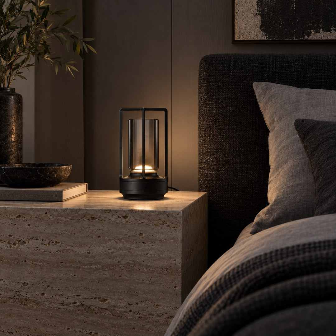 Modern Cordless Table Lamp with Crystal Shade Aluminum Alloy Base USB Charging LED Light