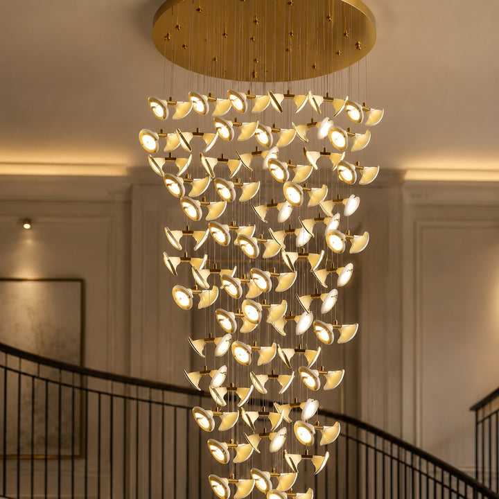 Modern Double Horn Chandelier Ceiling Light Iron and Ceramic Adjustable LED 14 to 128 Bulbs