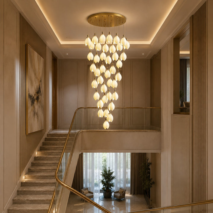 Modern Chandelier Ceiling Light Adjustable Hanging Metal and Ceramic LED Compatible 7 to 64 Lights
