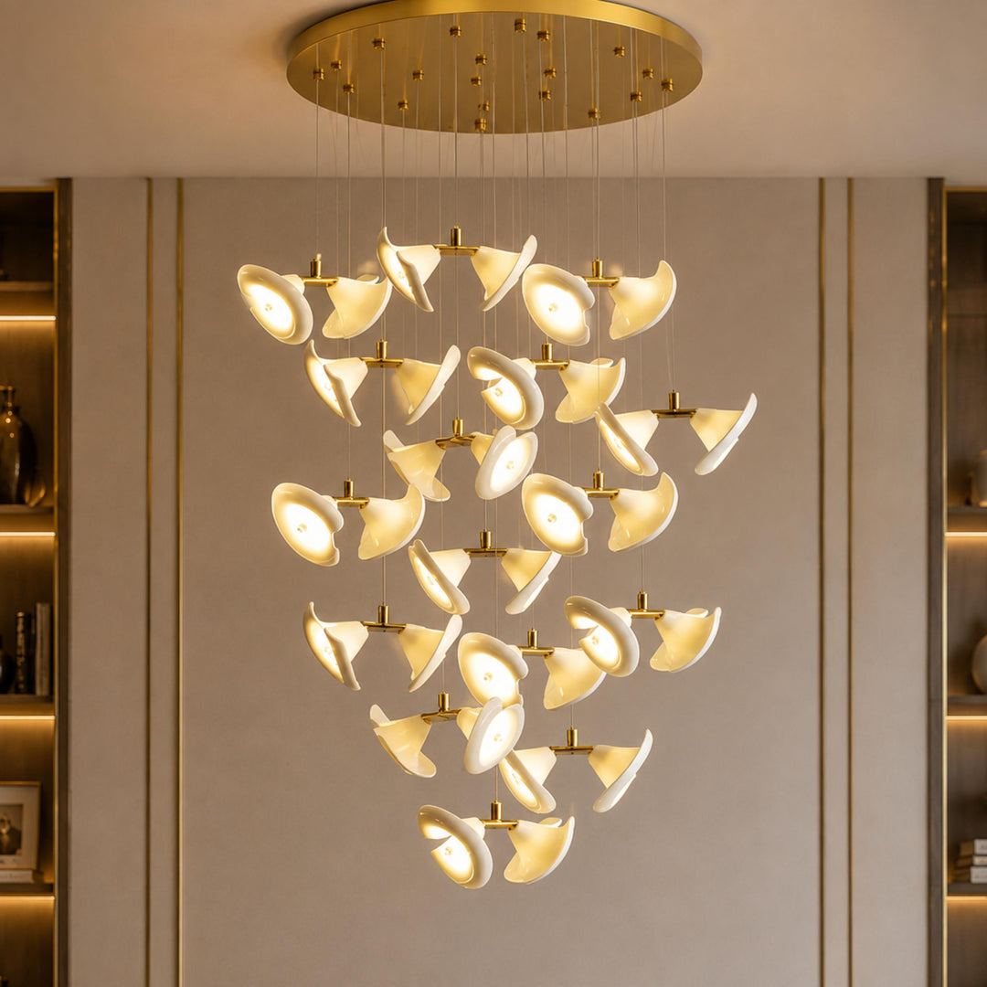 Modern Double Horn Chandelier Ceiling Light Iron and Ceramic Adjustable LED 14 to 128 Bulbs