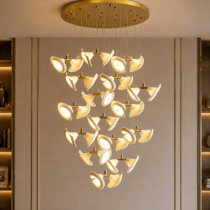 Modern Double Horn Chandelier Ceiling Light Iron and Ceramic Adjustable LED 14 to 128 Bulbs