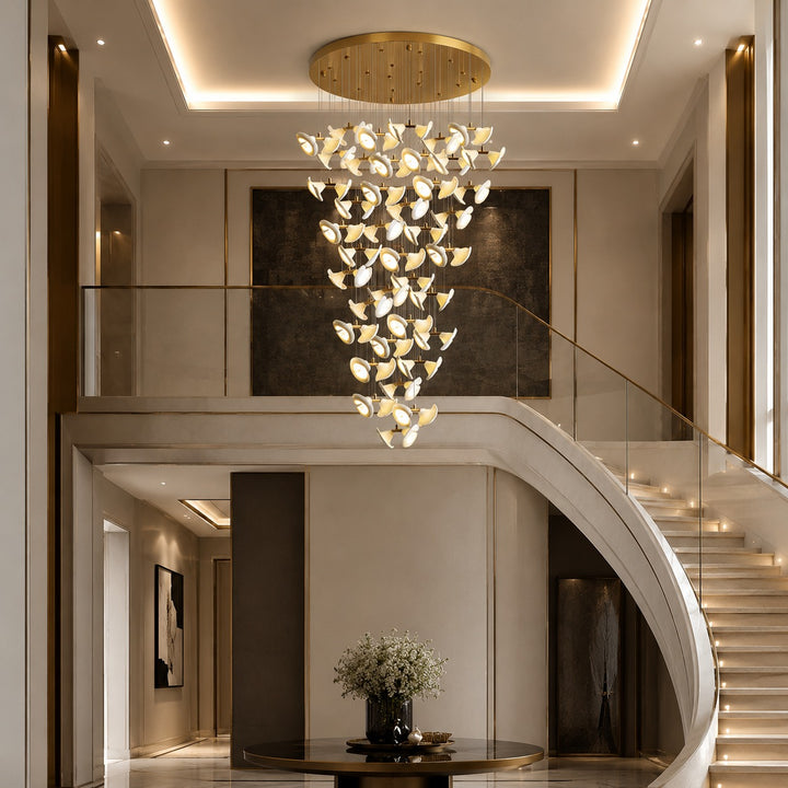 Modern Double Horn Chandelier Ceiling Light Iron and Ceramic Adjustable LED 14 to 128 Bulbs