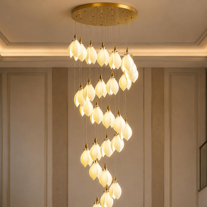 Modern Chandelier Ceiling Light Adjustable Hanging Metal and Ceramic LED Compatible 7 to 64 Lights