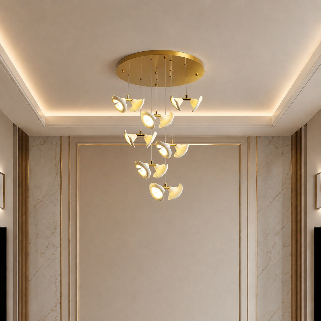 Modern Double Horn Chandelier Ceiling Light Iron and Ceramic Adjustable LED 14 to 128 Bulbs