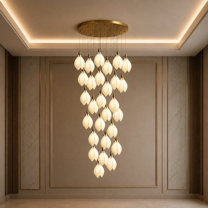 Modern Chandelier Ceiling Light Adjustable Hanging Metal and Ceramic LED Compatible 7 to 64 Lights