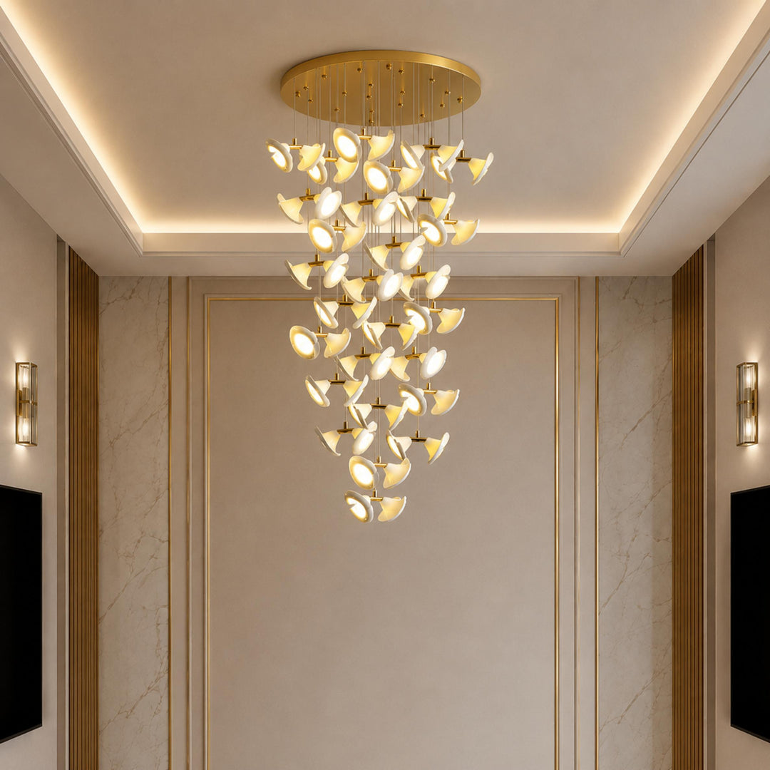 Modern Double Horn Chandelier Ceiling Light Iron and Ceramic Adjustable LED 14 to 128 Bulbs