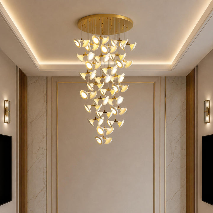 Modern Double Horn Chandelier Ceiling Light Iron and Ceramic Adjustable LED 14 to 128 Bulbs