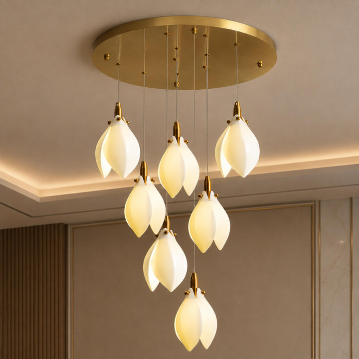 Modern Chandelier Ceiling Light Adjustable Hanging Metal and Ceramic LED Compatible 7 to 64 Lights