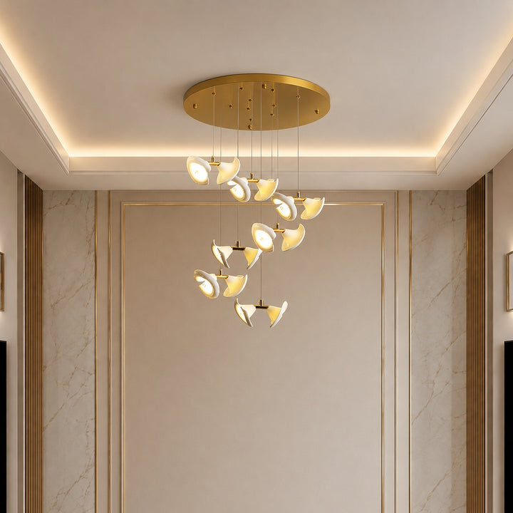 Modern Double Horn Chandelier Ceiling Light Iron and Ceramic Adjustable LED 14 to 128 Bulbs