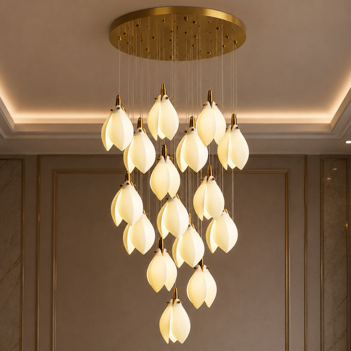 Modern Chandelier Ceiling Light Adjustable Hanging Metal and Ceramic LED Compatible 7 to 64 Lights