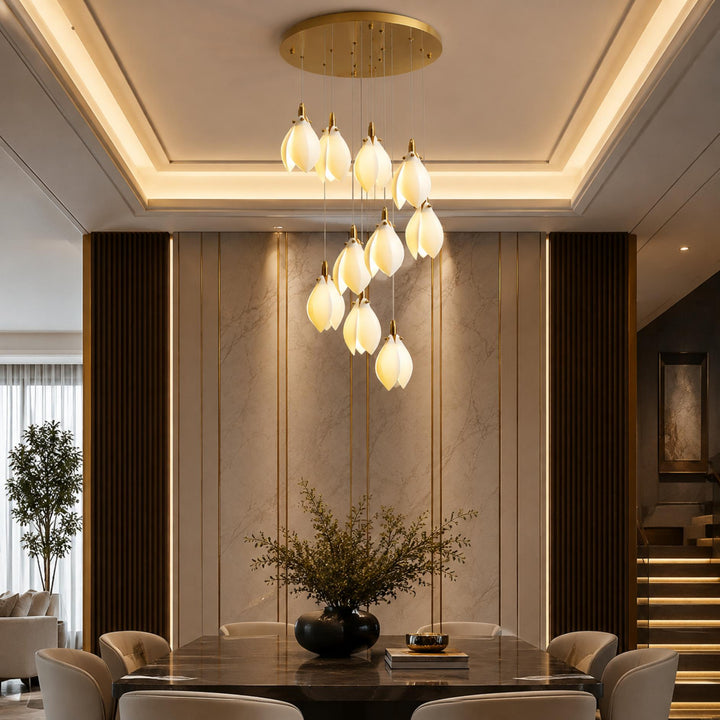 Modern Chandelier Ceiling Light Adjustable Hanging Metal and Ceramic LED Compatible 7 to 64 Lights